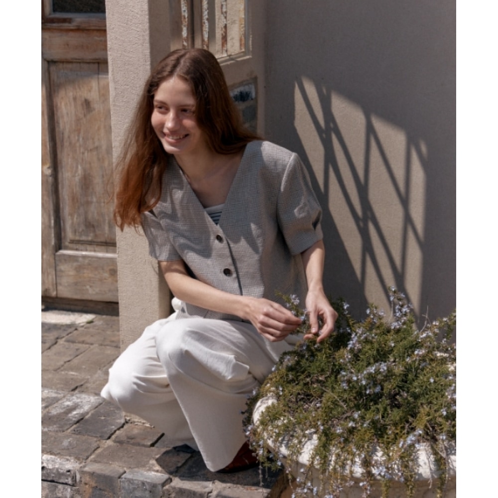 DEPOUND ノーカラージャケット [ベージュ]