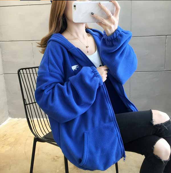 大きいサイズレディースパーカー裏起毛ジップアップフード長袖韓国otona