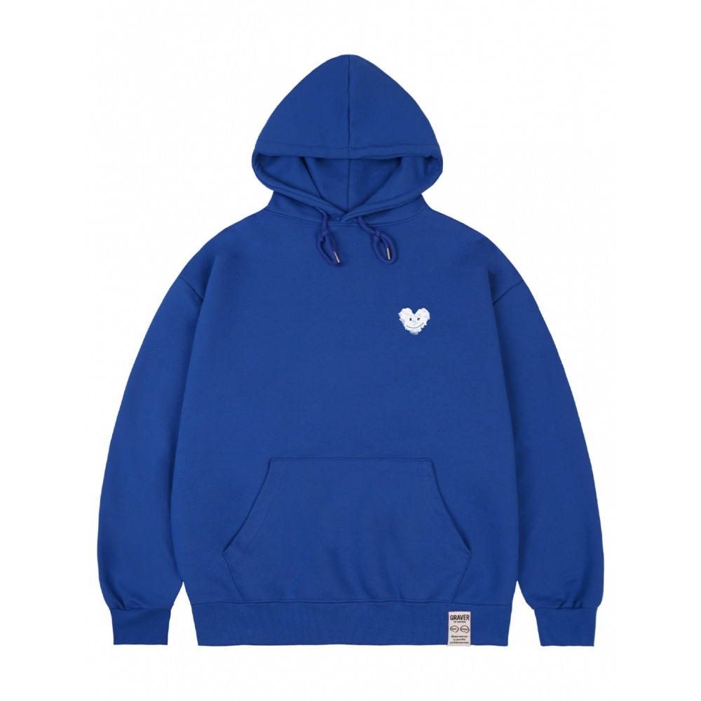 グレイバースモールクラウドハートスマイルパーカーコバルトブルー