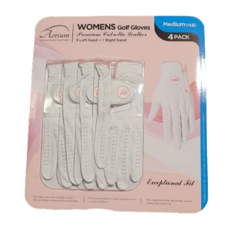 AERIUM 女性用ゴルフグローブ 4個入り Medium