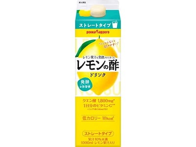他サイト： ポッカサッポロ飲料 レモン果汁を発酵させて作ったレモンの酢ストレート1L紙 × 6本の商品画像
