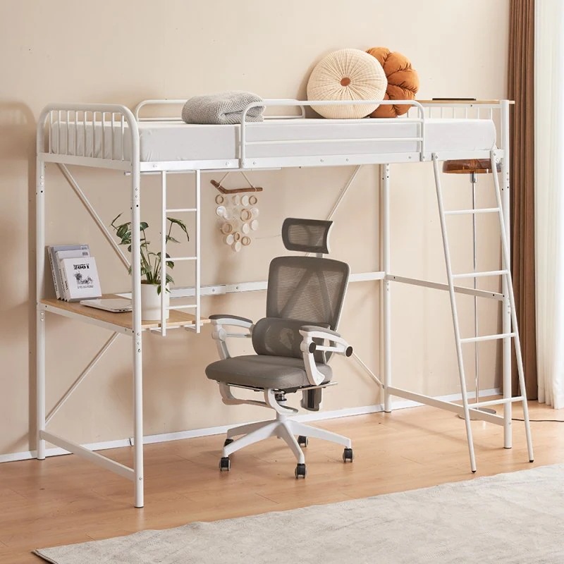 システムベット ロフトベッド シングル コンセント付き デスク付き 耐荷重150kg 高さ170cm 北欧風 二段ベッド 大人ベッド 一人暮らし 部屋二段ベッド スチール 耐震 ベッド パイプベッ
