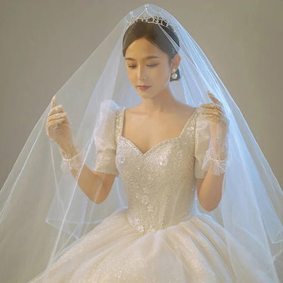 宮廷フレンチウエディングドレス Aラインドレス ブライダルドレス花嫁 結婚式 披露宴 大きいサイズ