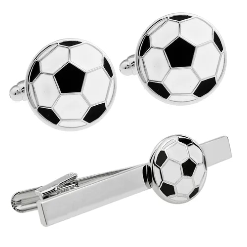 カフス ネクタイピン セット サッカーボール カフスボタン カフリンクス タイクリップ タイピン