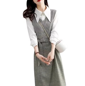 ワンピース フェイクツーピース スプライシングドレス ワンピドレス ひざ丈 長袖 かわいい 大人可愛い きれいめ カジュアル 大人 上品 おしゃれ お洒落 かっこいい 大人女子 ラブリー キュート