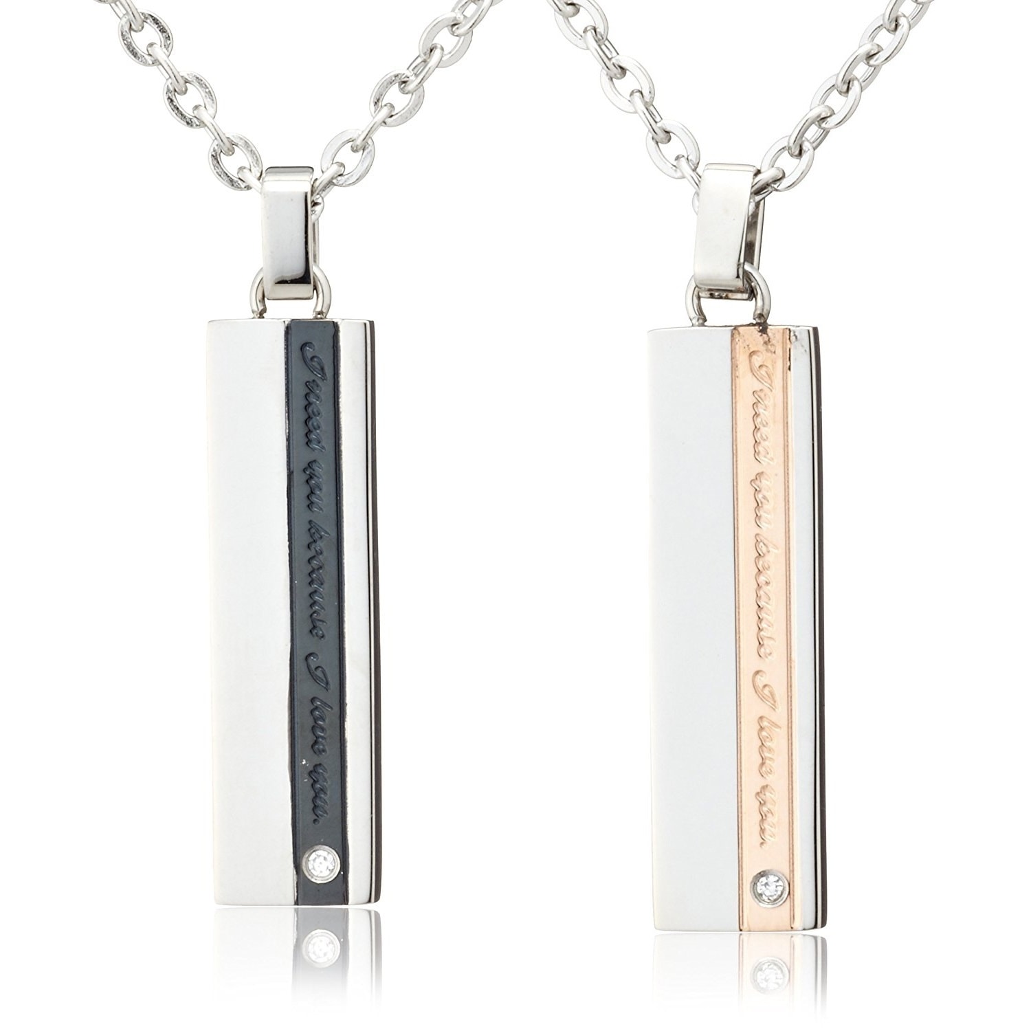 新品 2本 セット ペア LION HEART ペンダント ネックレス 04N121SM 04N121SL サージカル ステンレス キュービックジルコニア