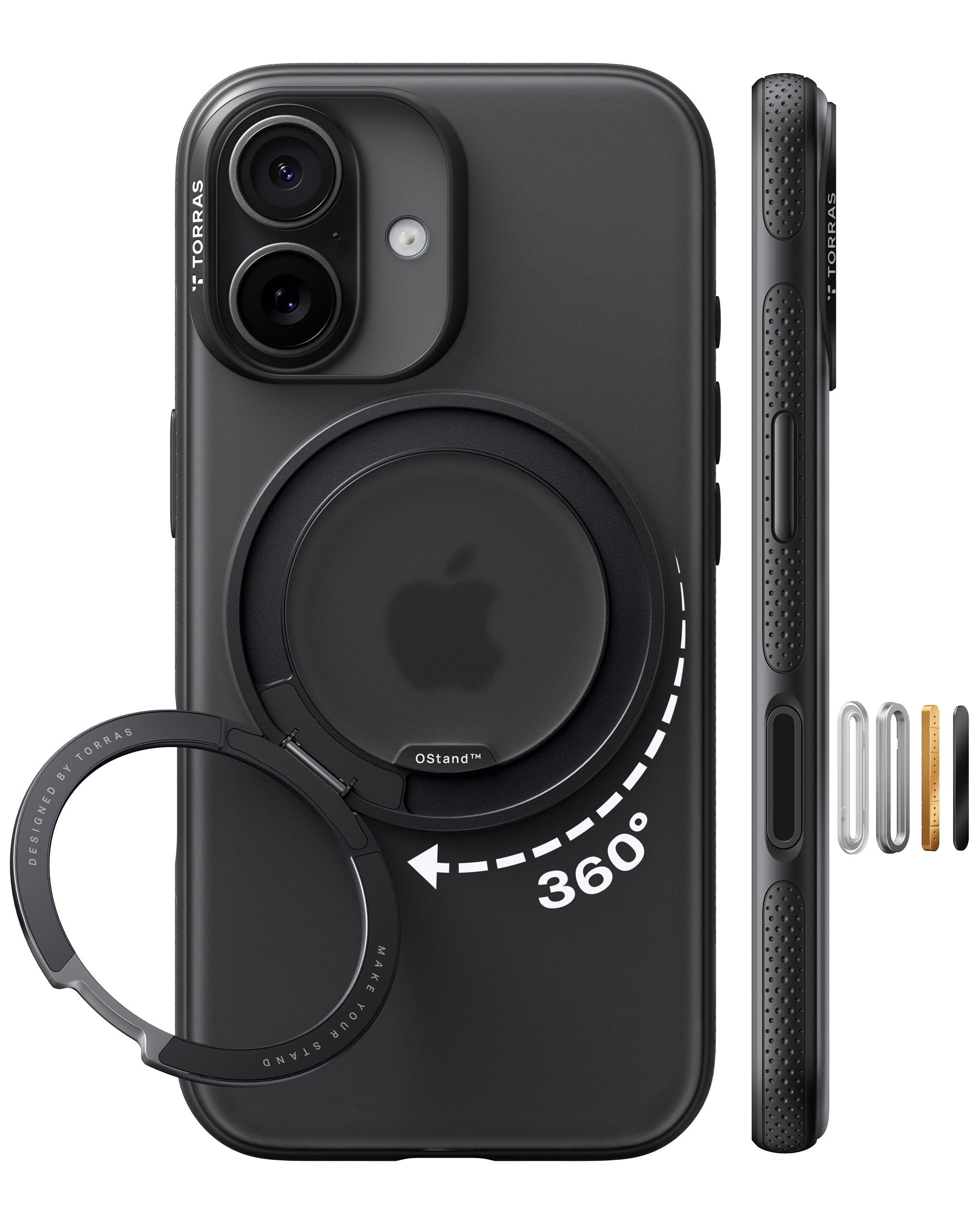 TORRAS iPhone 17 用ケース 【カチカチ多機能360度回転スタンド】リング Ostand O3 Fitness MagSafe対応 米軍MIL規格耐衝撃 スタンド 指紋防止 黄変防止