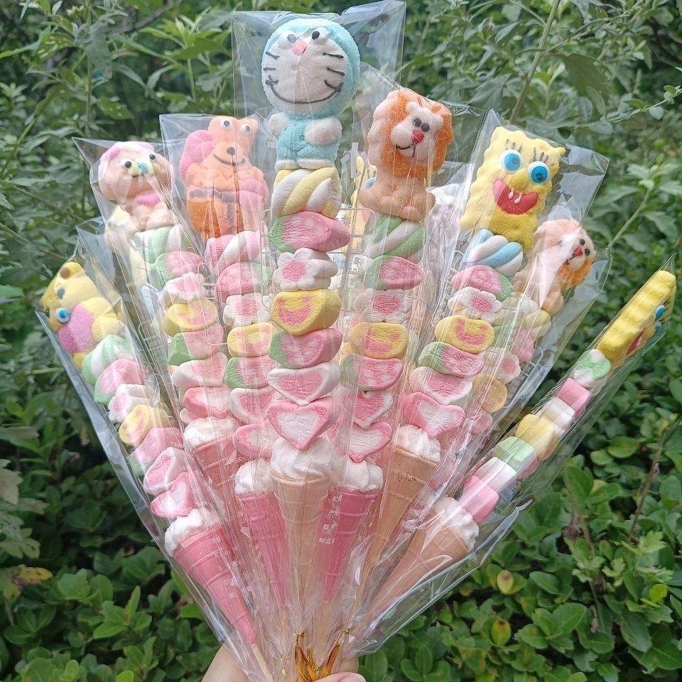 マシュマロの紐カラフルなひょうたんの串かわいい動物のマシュマロを個包装しました