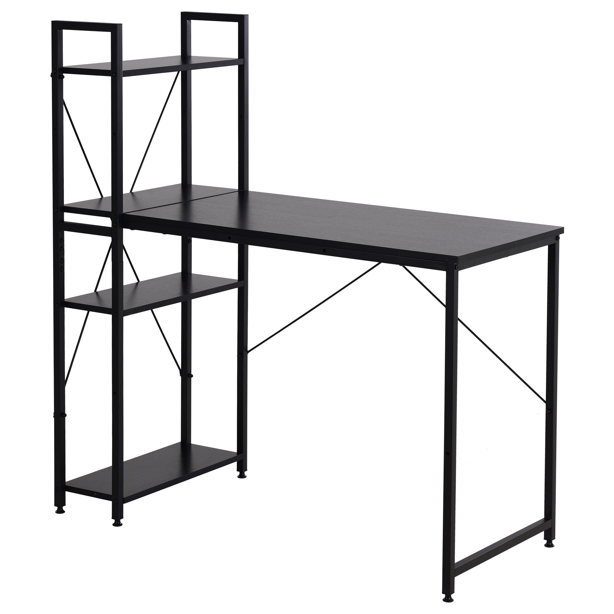 【国内即発送】パソコンデスク ラック付き 調整可能　デスク ワークデスク 木製 学習デスク【301556PAAオフィスチェア+パソコンデスク セット】438