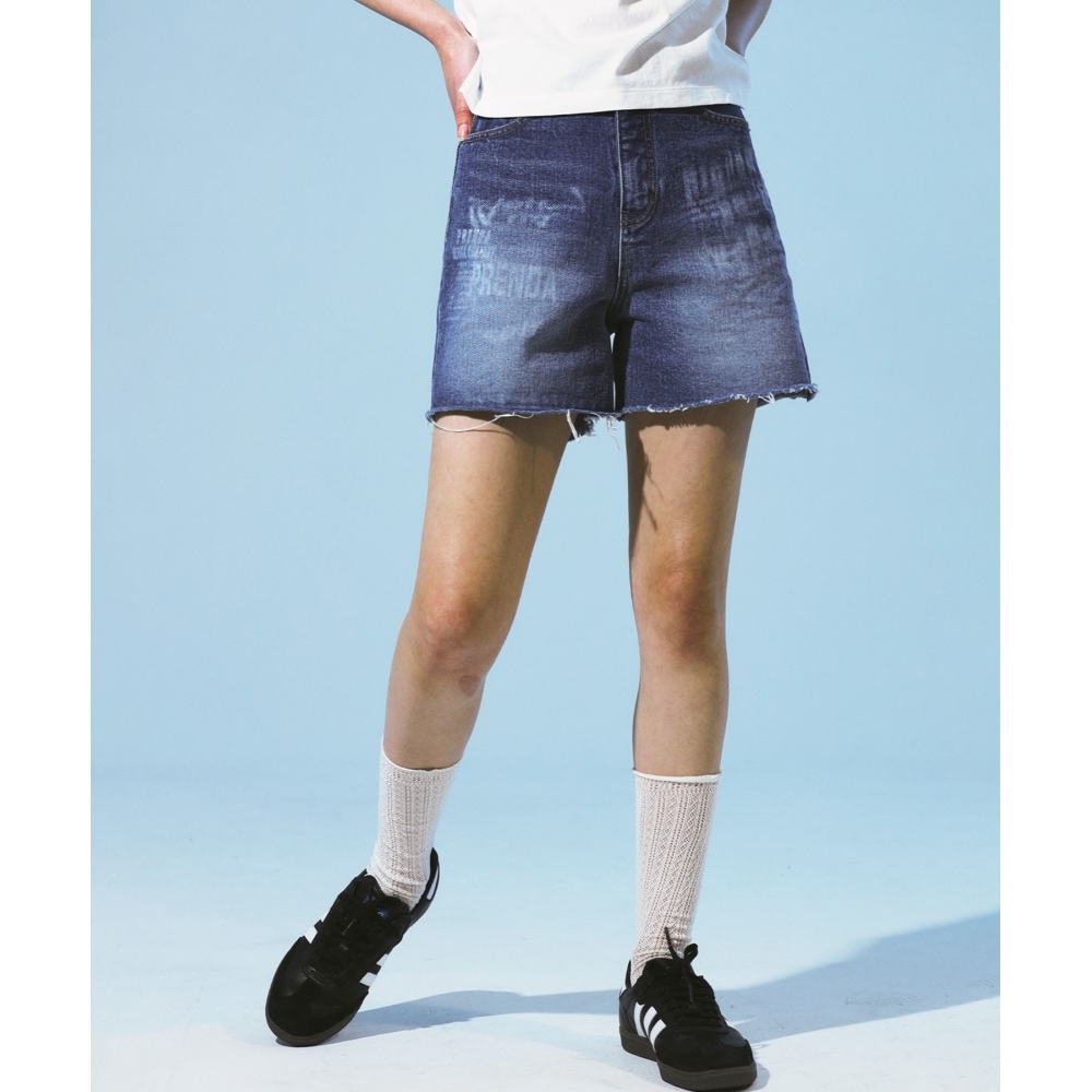 PRENDA ディストートプリントデニムショーツブルー 6,056円