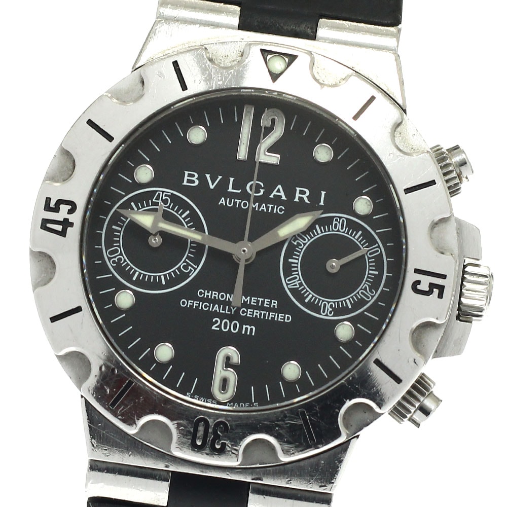 訳あり ブルガリ BVLGARI SCB38S ディアゴノ スクーバ クロノグラフ 自動巻き メンズ 保証書付き_948555【中古】