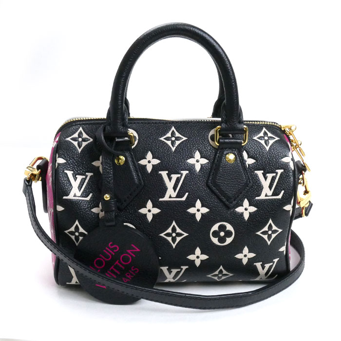 LOUIS VUITTON ルイ・ヴィトン スピーディ バンドリエール20 ボストンバッグ モノグラム アンプラント ブラック ホワイト ピンク M46088 IC レディース 中古