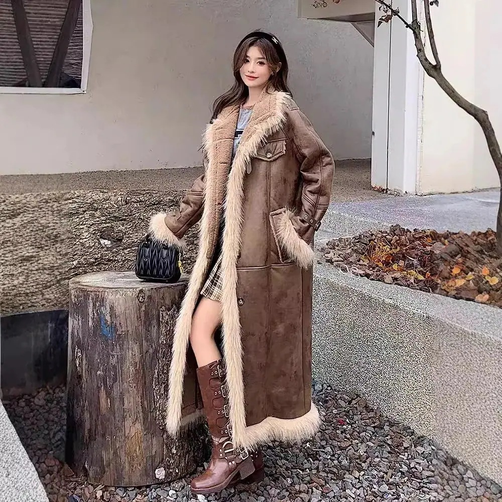 2024冬新品 ロングコート ファー ライダーズ ドッキング レザージャケット 人工フリース ステッチ ぬいぐるみ ボア 華やか暖かい 保温 レディース コート アウター ジャケット メガ割30%制限
