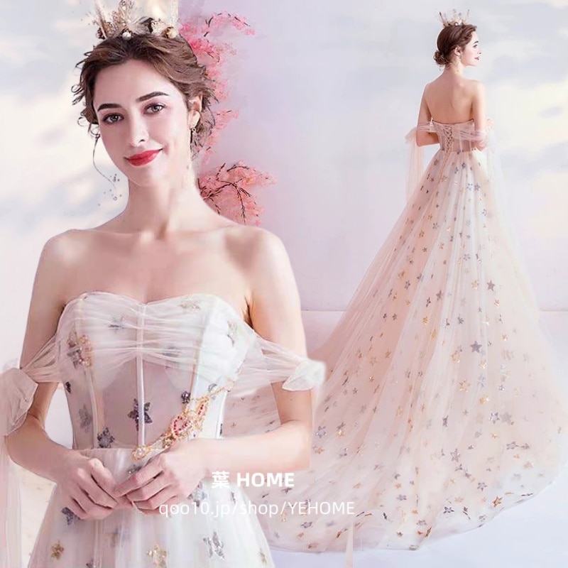ウエディングドレス 袖なし パーティードレス 結婚式 二次会 花嫁 フォトウエディング ビーチフォト 前撮り 後撮り 披露宴 トレーンドレス Aライン 演奏会 発表会