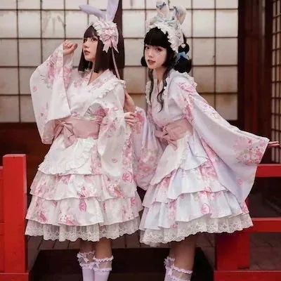 ロリータ コスプレロリータスカート奈々子桜点セットが甘くてかわいいロリータ和風アリスlゆかたがかわいい