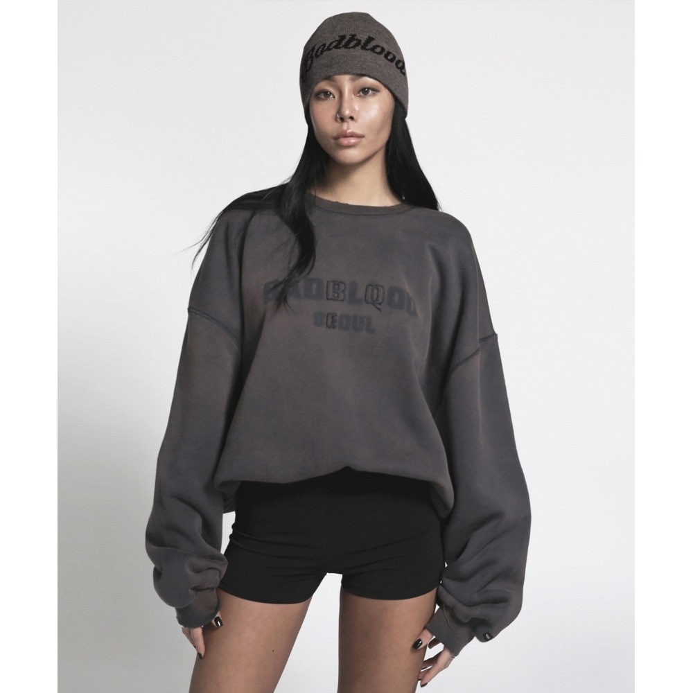 BADBLOOD サンフェードスウェットシャツ-チャコールブラウン 10,070円