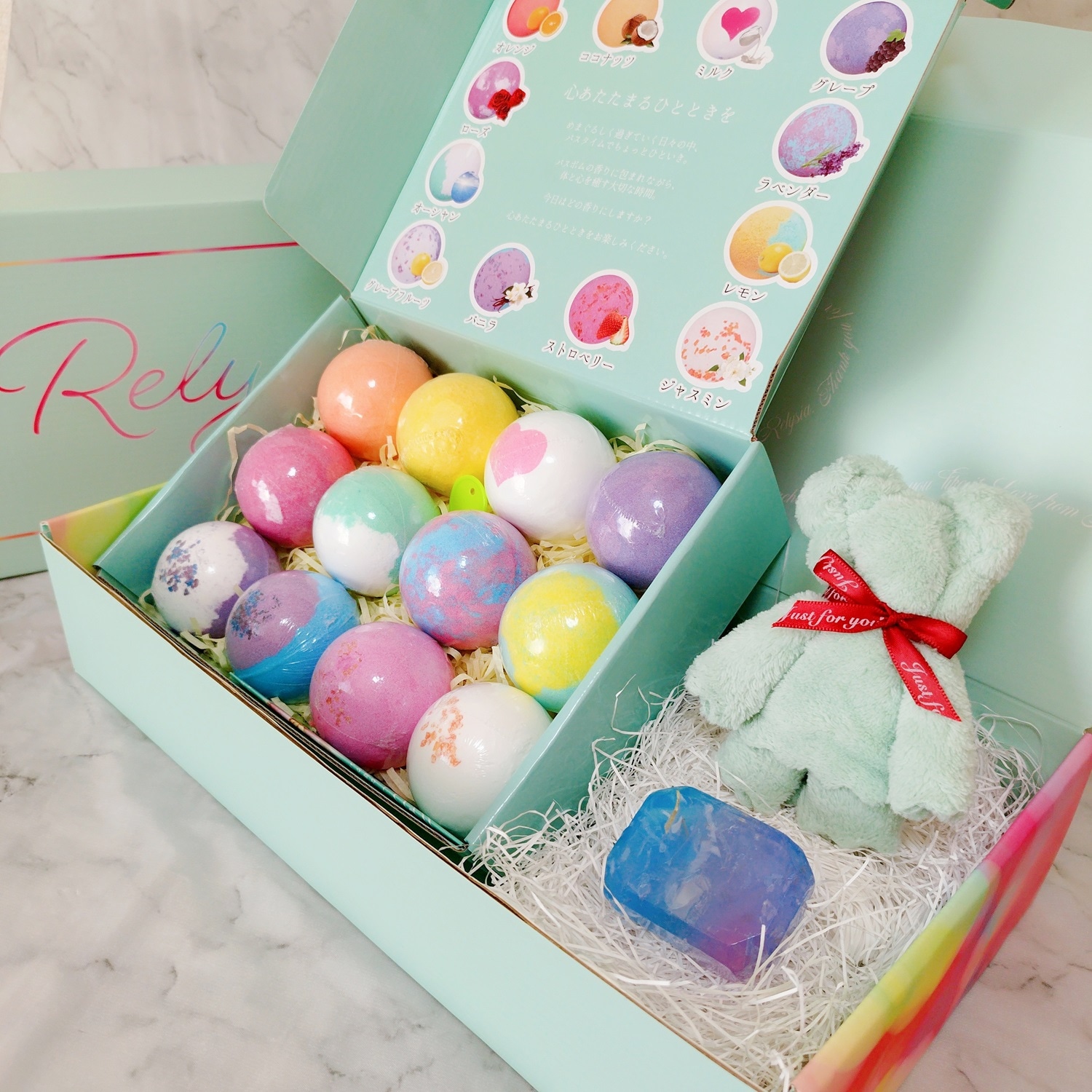 【ギフトセット】高評価4.79【楽天総合1位】 Relysia バスボム タオル 石鹸 3点セット