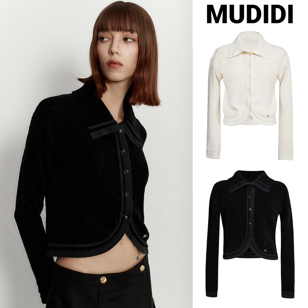 [MUDIDI] Wide collar crop cardigan 001
