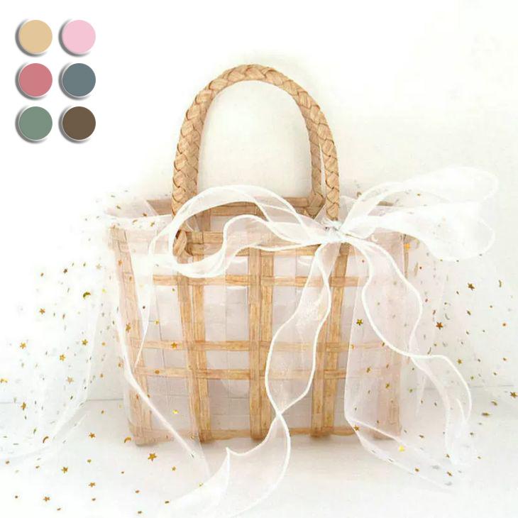 【期間限定】バッグ かごバック カバン リボン バスケット パーチャスバッグ ストローバッグ 【azkss24-213】【予約販売：15-20日入荷予定順次発送】80込