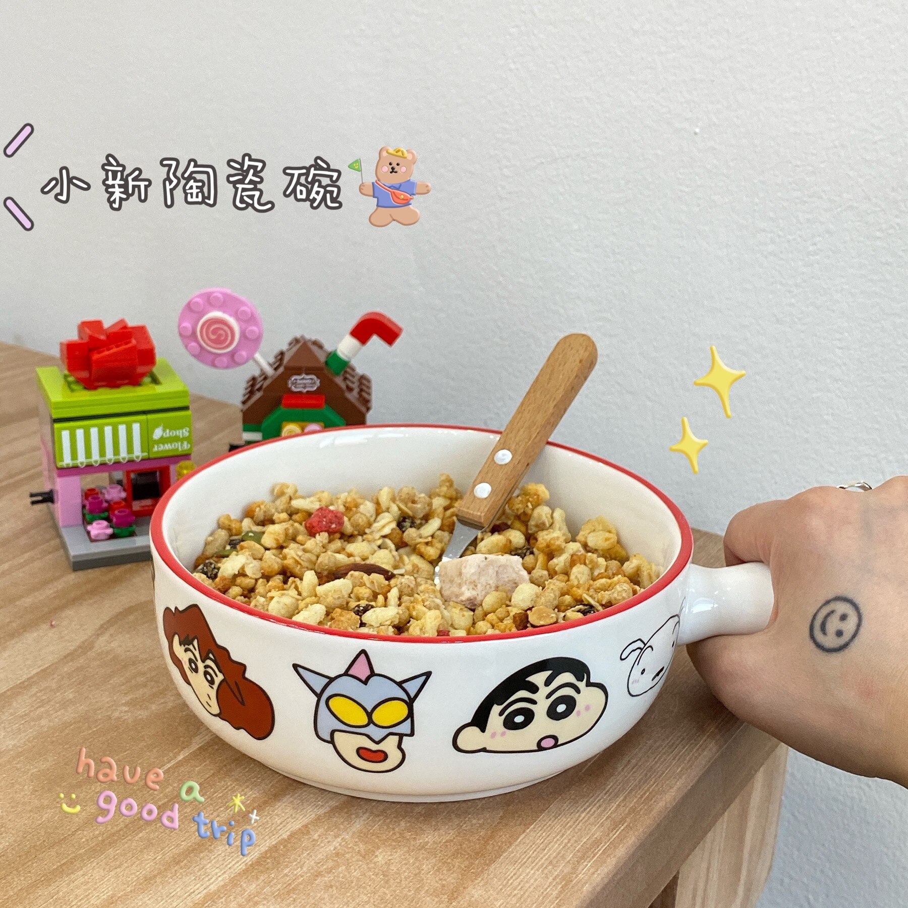 韓国のインガールハートかわいいXiaoxinセラミックボウルインスタントヌードルボウル電子レンジハン