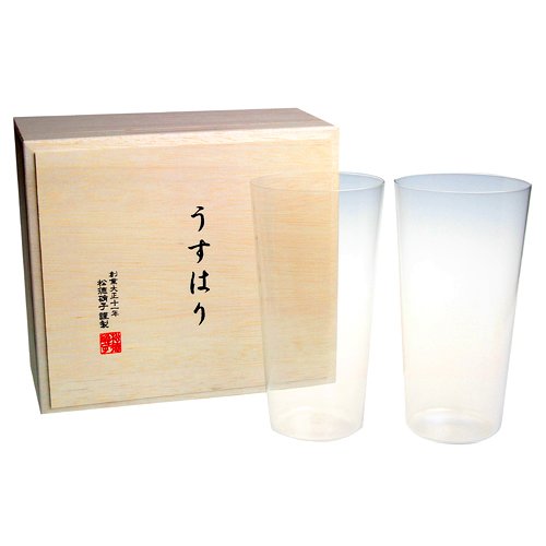 ギフトオンリーワン 【松徳硝子】うすはり ガラス タンブラー（L）ペア木箱入り