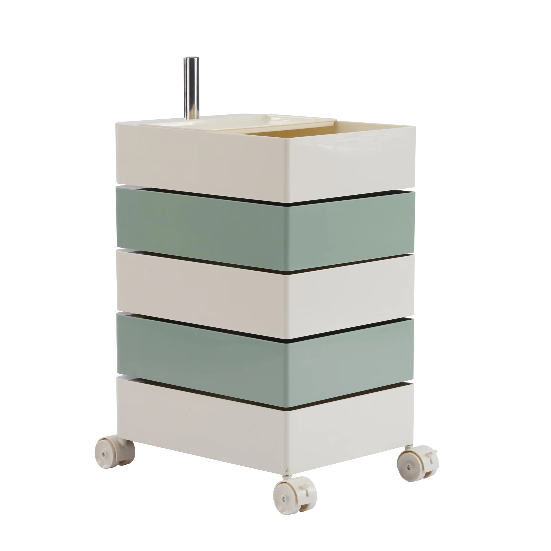 167【アイボリー×グリーン・ 5段】ワゴン キャスター付き ブレーキ付き おしゃれ トレイ キッチンワゴン 回転式 収納 ベビーワゴン キッチン収納 ラック サイドワゴン キッチン ドレッサー キッ 6,154円