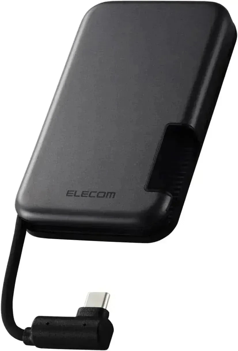 エレコム 外付けSSD 250GB USB3.2(Gen2) Type-C ケーブル一体型 iPhone15 / 15Pro 対応 ESD-EPB0250GBK