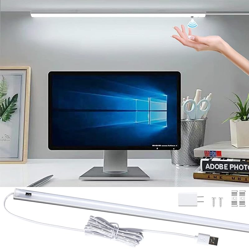 LED バーライト 900LM 6000K 100cm キッチンライト0.7cm超薄型 無段調光 タッチレス 手元灯 流し元灯 センサーライト 非接触 ACアダプター付き 台所 棚下 間接照明 工事不