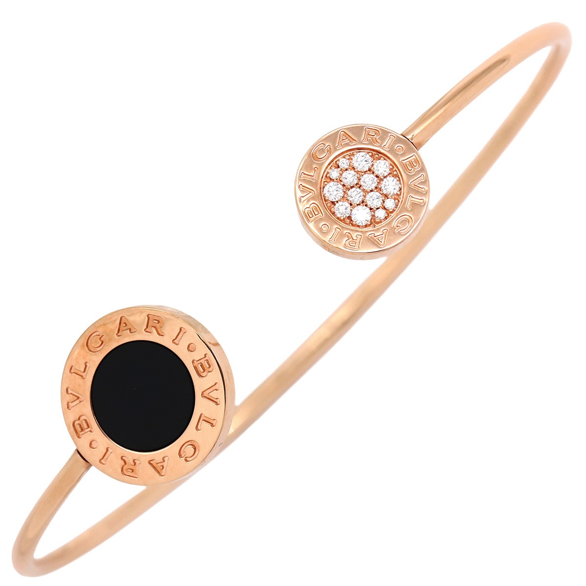 ブルガリ BVLGARI ブレスレット ブルガリブルガリ S K18PG オニキス ダイヤモンド ブラック×ピンクゴールド S パヴェダイヤ オニキス 750 PG 【中古】