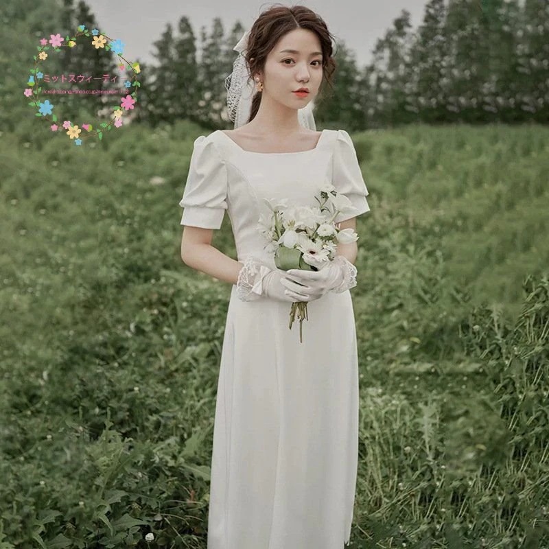 半袖 二次会 ウェディングドレス 安い 白 結婚式 フォーマル 演奏会 ロング パーティードレス披露宴 花嫁 お呼ばれ aラインドレス 発表会 ビーチフォト後撮り