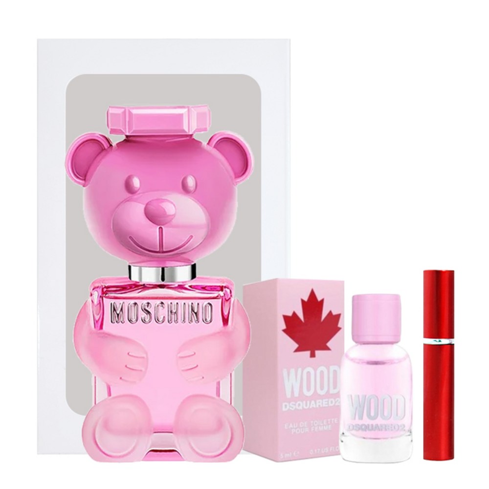 モスキーノトイ2バブルガムEDT 50ml+ウッドディスクエアド2プルファムミニチュアEDT+工兵レッド+ボックスセット