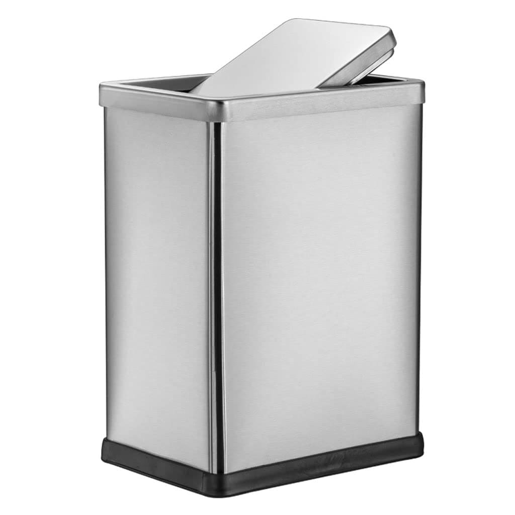 ごみ箱ダストボックス キッチン リビング 洗面所 スイングトップキッチンゴミ箱10リットル/ 2.6ガロンゴミ箱浴室のためのブラシをかけられたステンレス鋼の長方形のゴミ箱 ゴミ箱垃圾桶ごみ箱車用ゴ