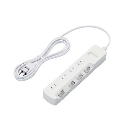 他サイト： エレコム　ELECOM　雷ガードタップ 個別スイッチ ホコリシャッター付 4個口 2.5m ホワイト　T-K6CA-2425WHの商品画像
