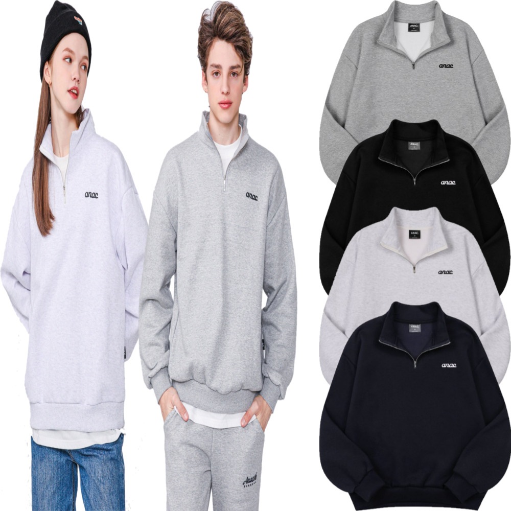 ESSENTIAL SIGNATURE HALF ZIP-UP SWEATSHIRT/ユニセックス/起毛0
