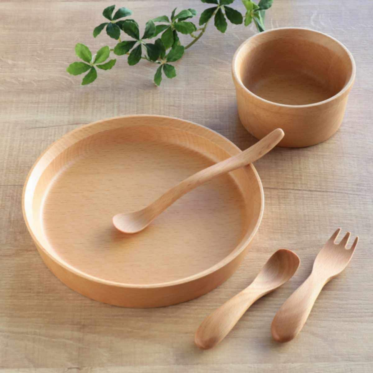 子供用食器 5点セット GRANDek SKY 木製 天然木 ビーチ ギフトセット 食器セット 子供用 ベビー 木 お食い初め 食器 セット 皿 カトラリー 割れにくい おしゃれ