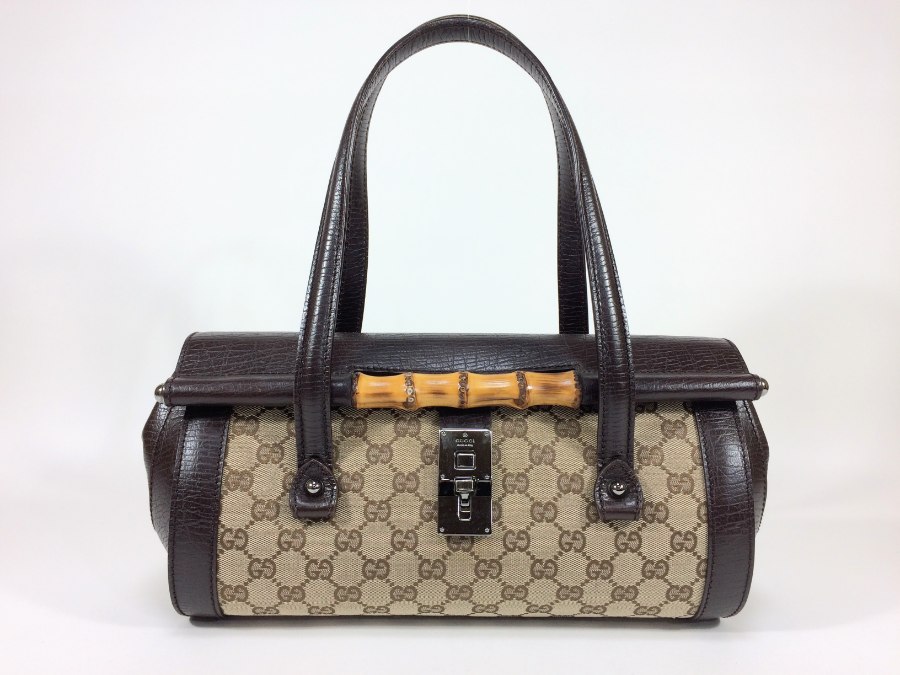 ショルダーバッグ バンブー GGキャンバス キャンバスレザー ブラウン 中古品