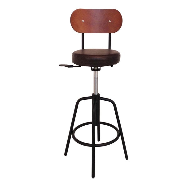 カウンターチェア ハイチェア 約幅32cm ダークブラウン 背もたれ付 ガス昇降式 スチールフレーム バースツール リビング