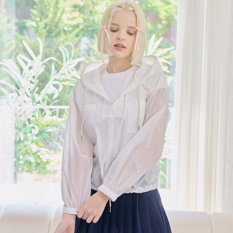 LIGHTWEIGHT HOODED PULLOVER WINDBREAKER_White