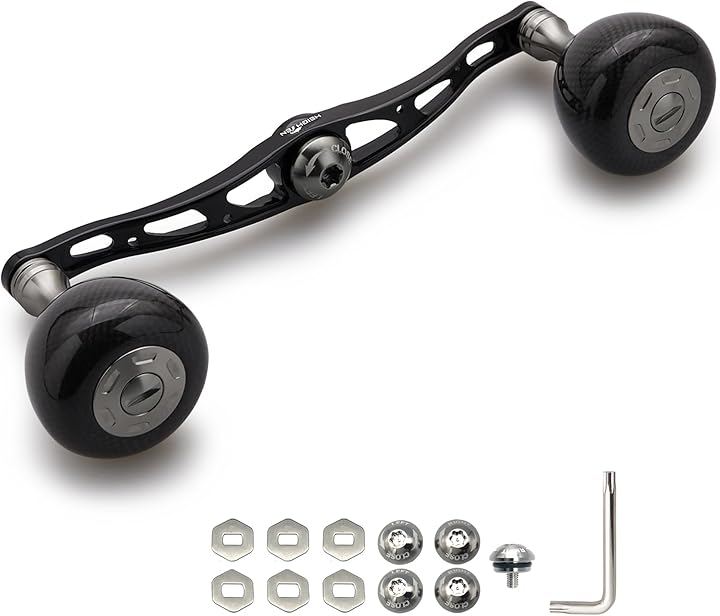 130mm リール ハンドル 36mm カーボンノブ搭載 シマノ SHIMANO ダイワ DAIWA アブ Abu 通用 ベイトリール Carbon Arch (ブラック＆ガンメタル)