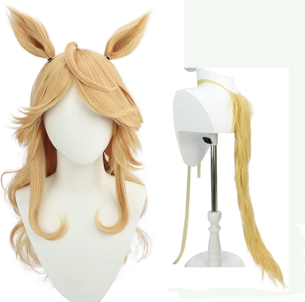 ゴールドシチー コスプレウィッグ コスプレ 耳付き 尻尾付き かつら カツラ 耐熱 演出服 アニメ 祭り ハロウィン クリスマス 学園祭 文化祭