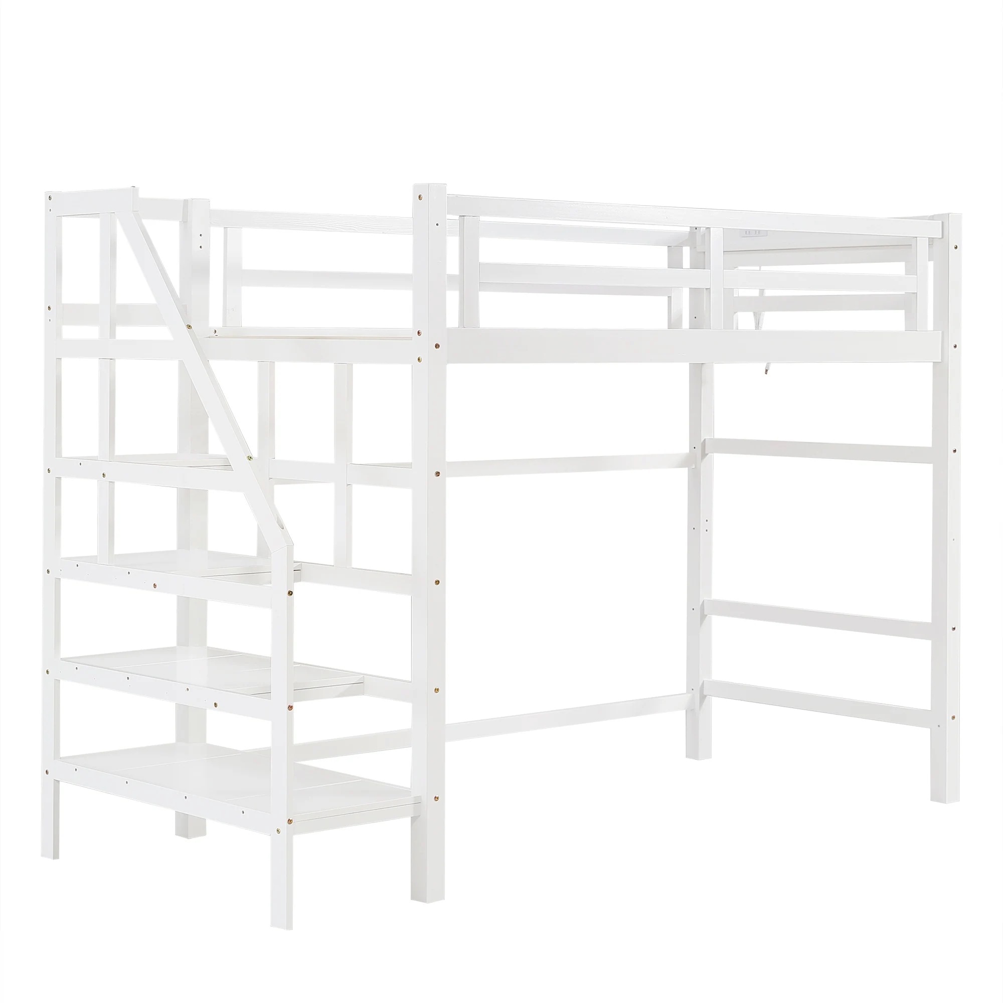 【国内発送&送·料·無·料】ロフトベッド 天然木 階段付き 宮付き シングル コンセント付き 北欧風 収納 収納棚付き 大人 子供ベッド 一人暮らし 木製ロフトベッド ベッド 高さ172cm165