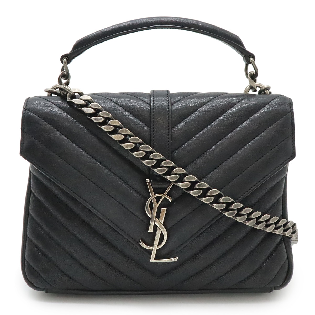 YSL イブサンローラン カレッジ ハンドバッグ 2WAY チェーンショルダーバッグ ブラック 黒 42805
