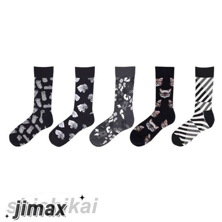 ソックス メンズ 5足 セット 靴下 北欧デザイン カラフル スポーツソックス 混綿 ハイクルー丈 クルー丈 クルーソックス 男の子 学生 男性 総柄 春夏秋冬 パターン柄 アソート あったか 蒸れな