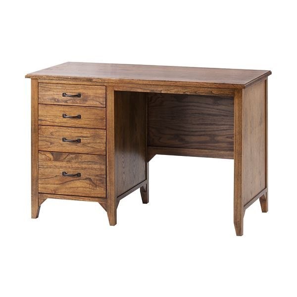 天然木パソコンデスク/学習机 幅112cm 引き出し収納付き アンティーク調 ティンバー PM-309