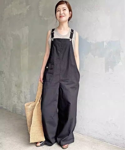 Spick and spanリップストップオーバーオール　カーキ38 美品 Spick and Span リップストップオーバーオール カーキ レディース