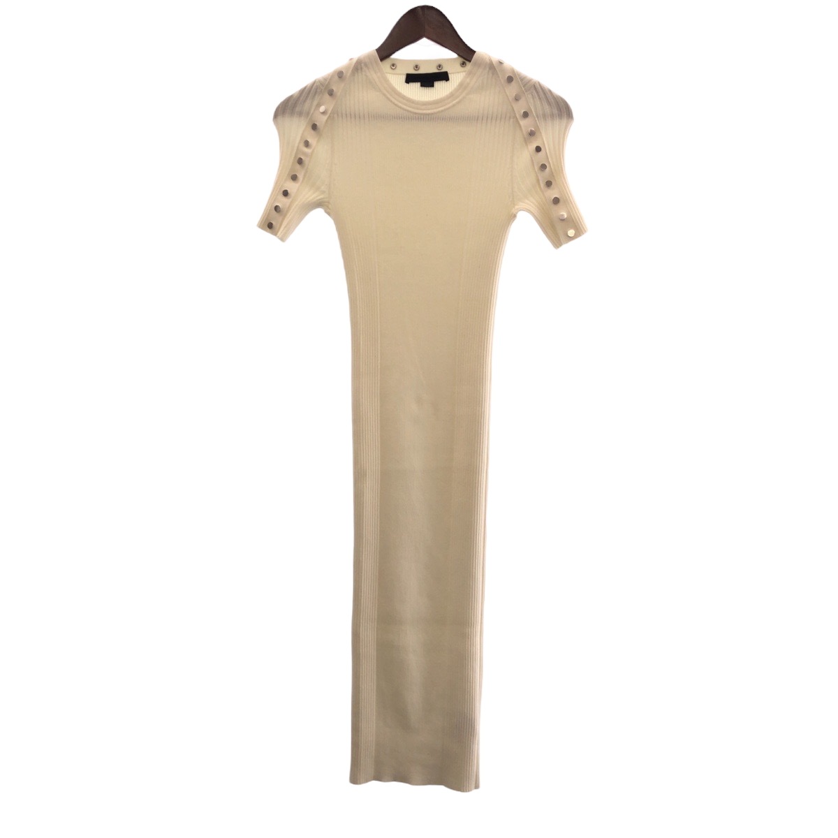 美品 サイズXS ホワイト シルバー金具 コットン ワンピース ロングワンピース レディース 502333