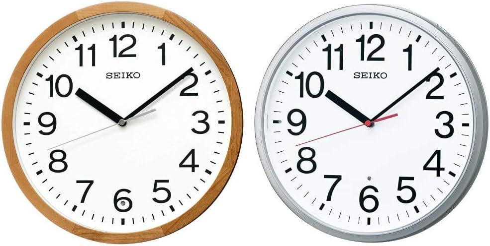 セイコークロック 掛け時計 天然色木地 直径30×4.7cm 電波 アナログ 木枠 KX249B & セイコー クロック 掛け時計 電波 アナログ 銀色 メタリック KX230S SEIKO【セット買