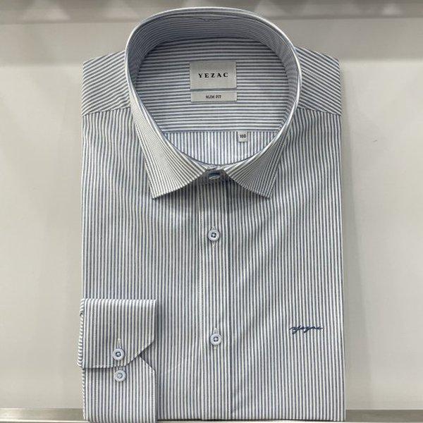 22S/S ブルーストライプ/ストレッチスリムフィット長袖シャツ YJ2SBS164