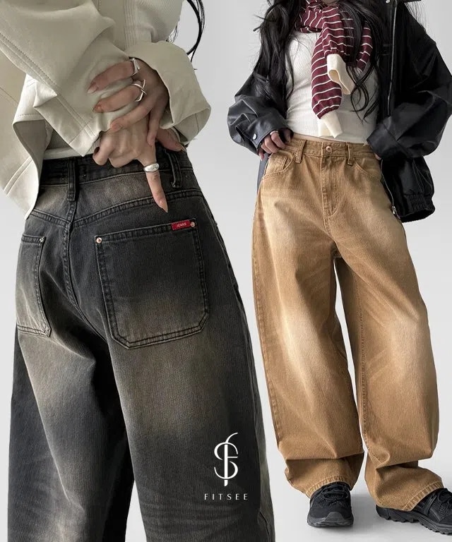 メイプル フラットゴールデン レッドパッチ ライトニング ウォッシング ルーズフィット パンツ ズボン