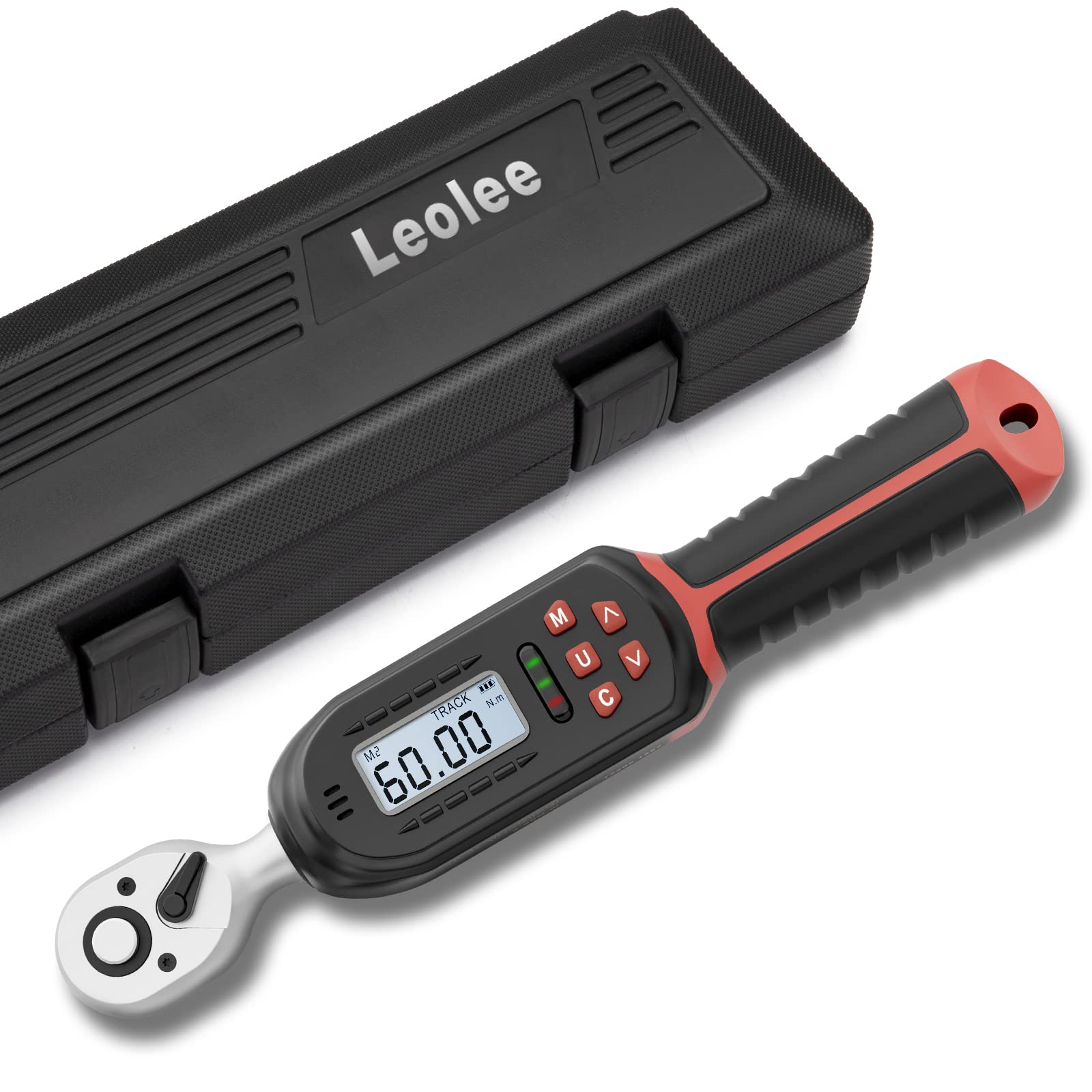Leolee デジタルトルクレンチ 3-60Nm(9.5mm) 内蔵ブザー及びLED警告灯 高精度 双方向ラチェットヘッド トルクレンチ 自転車 自動車 エンジン修理 タイヤ交換などの作業に適用 IS